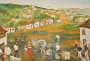 Tela do artista plástico serrano Valter Assis que retrata a vila do Queimado. Foto: Arquivo TN