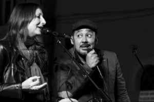 Cristiana Abbate e Marcos CP durante a gravação na Itália. Foto: Divulgação