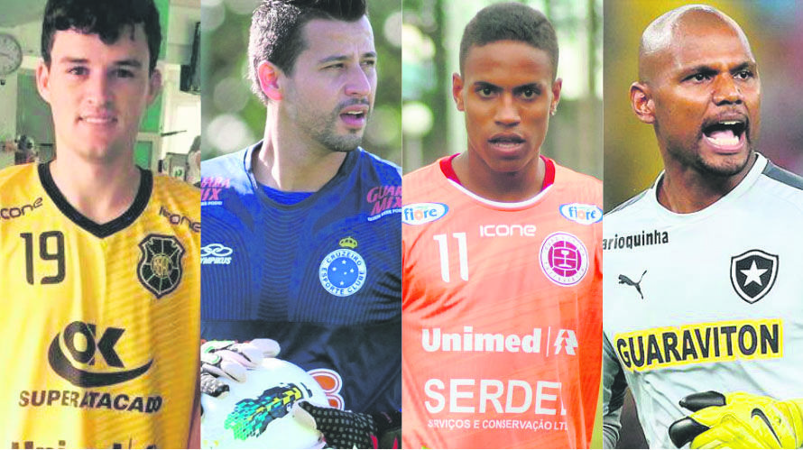 Gabriel Louzada, do Rio Branco, Victor Augusto, da Desportiva, Fábio, do Cruzeiro e Jeferson, do Botafogo: anônimos e famosos lado a lado em amistosos. Foto: Divulgação