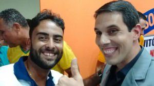 O deputado estadual Amaro Neto (à direita) ao lado do professor Artur Costa. Ambos são pré-candidatos do SD em Vitória e Serra, respectivamente