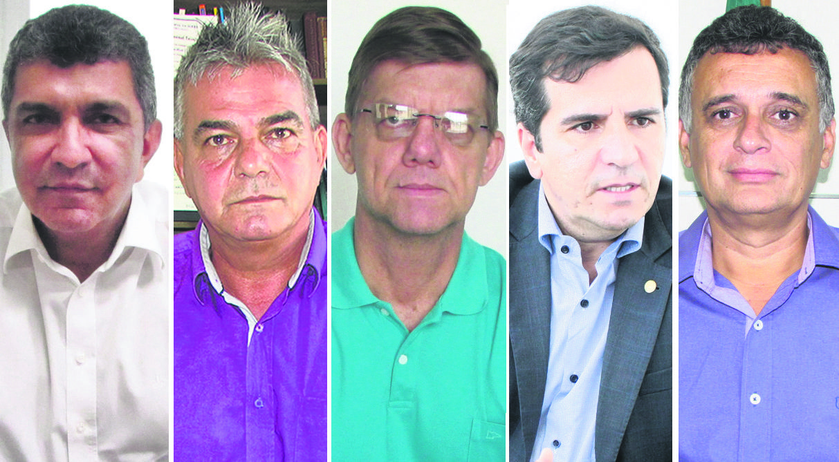 Vidigal, Venturini, Gideão, Givaldo e Audifax são os candidatos a prefeito. Foto: Arquivo TN